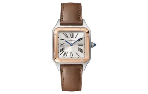 CARTIER SANTOS DE Quartz Movement Men's Watch 38*27.5mm White Dial Stainless Steel Case Genuine Leather Strap