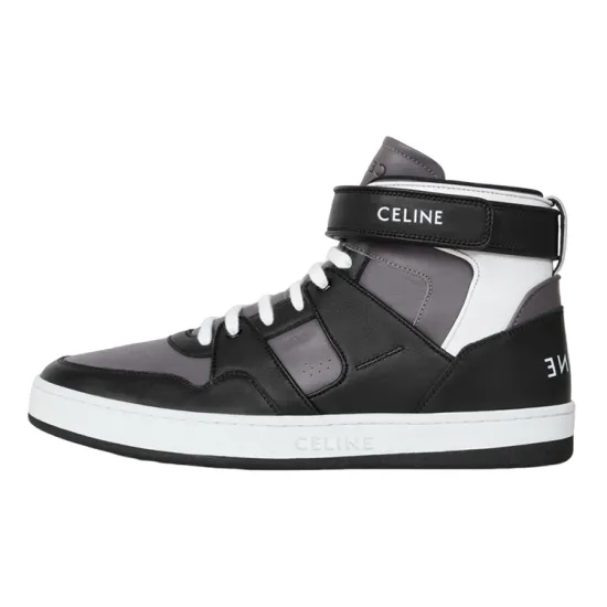 CELINE Skateboard Shoes Men High-Top Black Gray Color