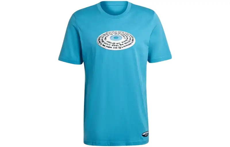 Adidas Originals T Shirts Men's Blue Crew Neck Moderate Straight Fit