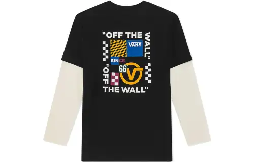 Vans T Shirts Unisex Black Crew Neck Moderate Mock Two Piece