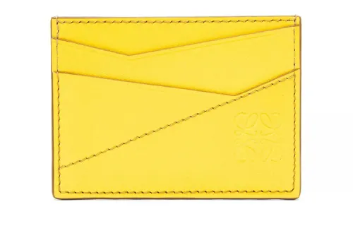 LOEWE Puzzle Smooth Cow Leather Card Holder Men's Lemon