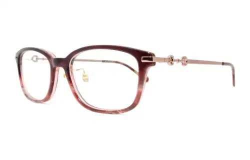 GUCCI Plate And Metal Square Prescription Glasses Women's Red