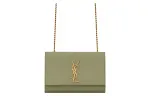 SAINT LAURENT Kate Cow Leather Small Square Bag, Crossbody Bag, Shoulder Bag Women's Light Gray Green