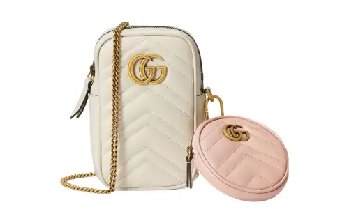 GUCCI GG Marmont Leather Coin Purse Mini Women's White