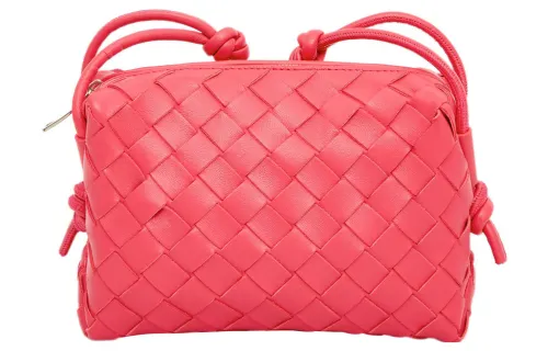 Bottega Veneta Intrecciato Loop Shoulder Bag Dark Pink