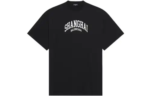 Balenciaga Letter Print Crew Neck Pullover Short Sleeved SS22 T Shirt Loose Fit Men's Black