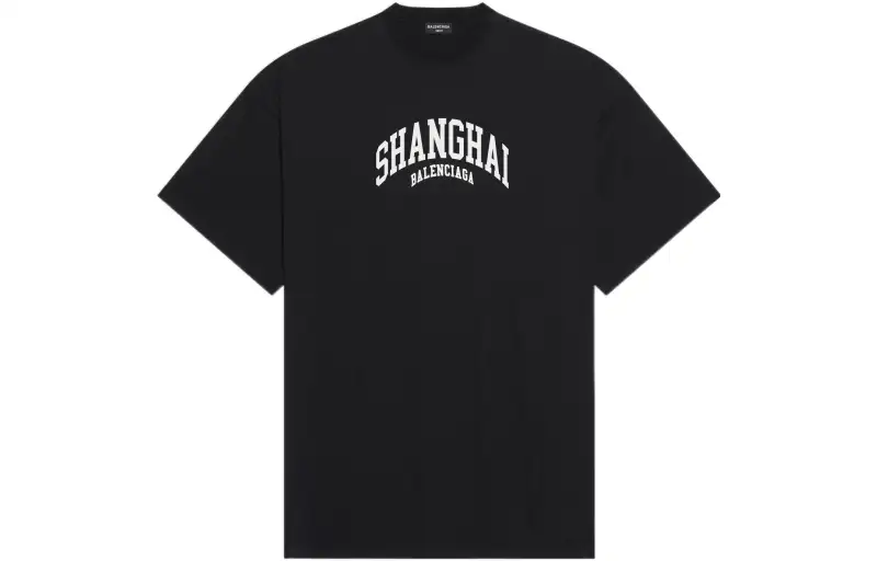 Balenciaga Letter Print Crew Neck Pullover Short Sleeved SS22 T Shirt Loose Fit Men's Black
