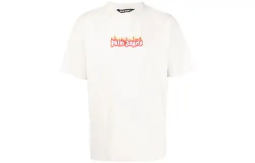 PALM ANGELS Garment Dye Burning Logo Classic T Shirt