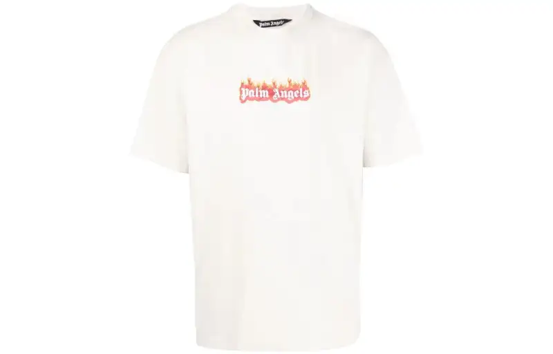 PALM ANGELS Garment Dye Burning Logo Classic T Shirt