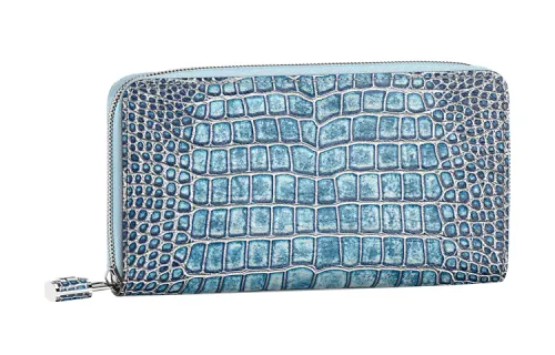 LOUIS VUITTON Zippy Crocodile Leather Wallet Women's Blue