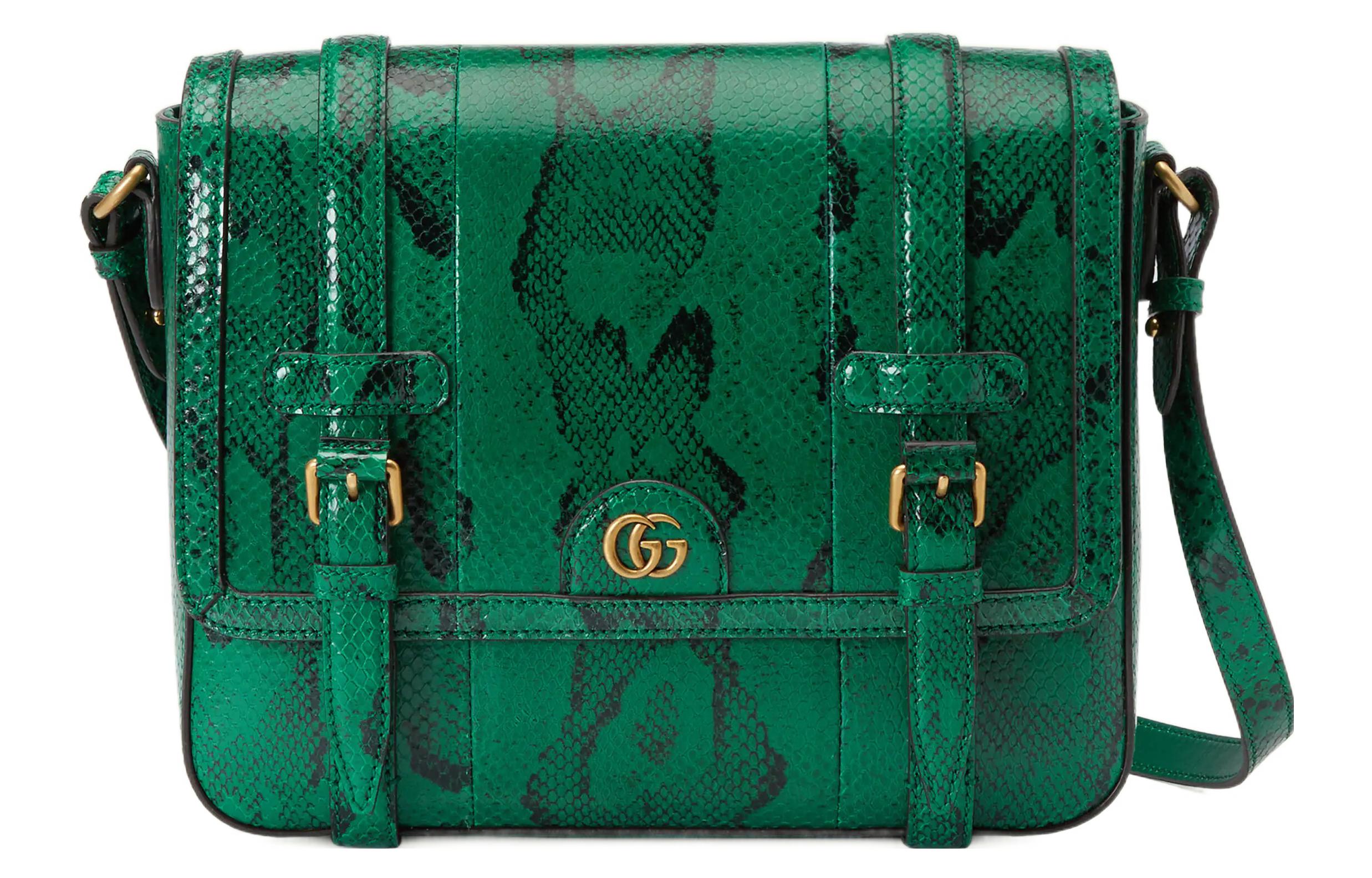 GUCCI Gucci, retro golden emerald green one-shoulder bag
