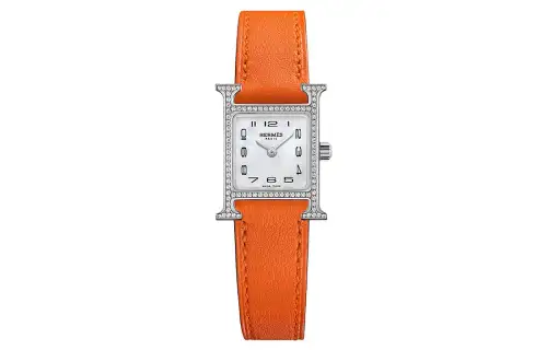 HERMES Heure H Wrist Watches Quartz Movement Mother of Pearl Color Watch Dial Women's