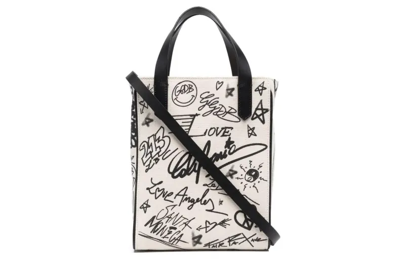 Golden Goose Cotton With Leather Shoulder Bag, Crossbody Bag, Handbag Women's White/Black