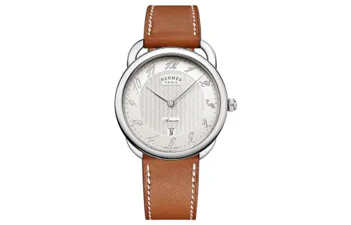 HERMES Arceau Wrist Watches Automatic Mechanical Movement Leather Strap Silver Dial Men's 30m Water Resistant