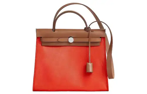 HERMES Herbag Zip H Berline Canvas And Hunter Cow Leather Shoulder Bag, Crossbody Bag, Handbag 31 Unisex