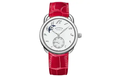 HERMES Arceau Wrist Watches Automatic Mechanical Movement Crocodile Leather Strap 38mm White Dial Women's
