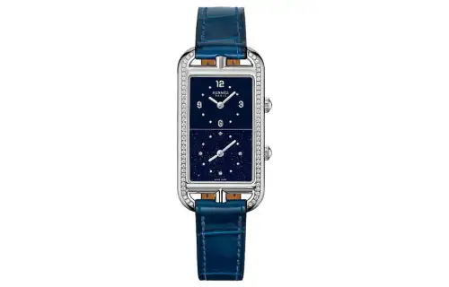 HERMES Nantucket Wrist Watches Quartz Movement Genuine Leather Strap Black Dial Women's