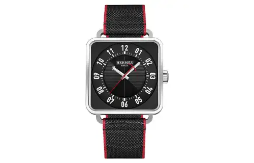 HERMES Carlisle H Series Wrist Watches Automatic Mechanical Movement Fabric Strap Black Dial Men's W046460WW00