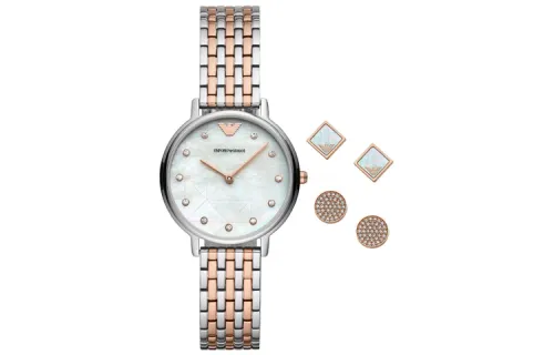 EMPORIO ARMANI Armani, quartz watch strap stainless steel, dial, women's watch, fashionable starry sky, earrings, set, quartz mechanism, European style