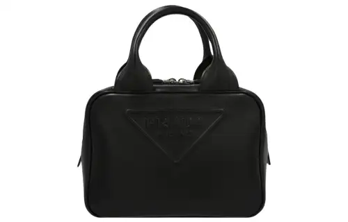 PRADA Leather One Shoulder Handbag Women's Black