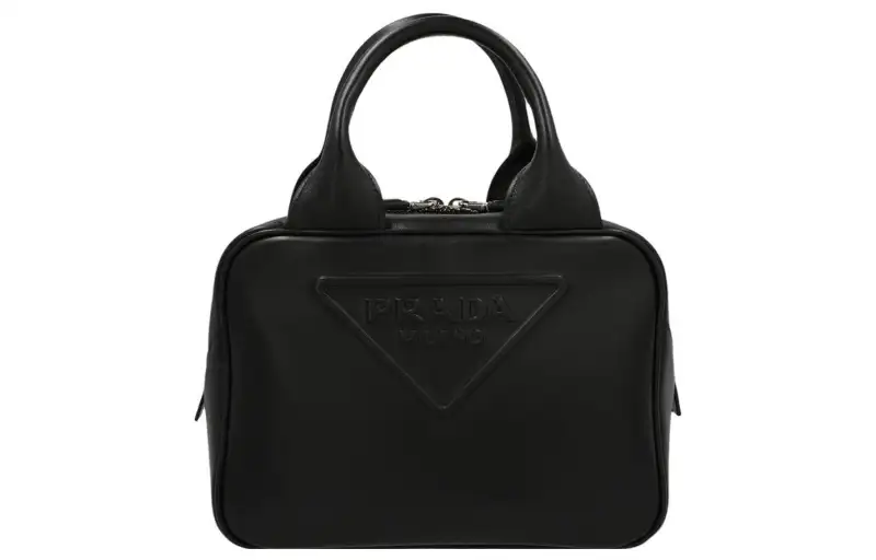 PRADA Leather One Shoulder Handbag Women's Black