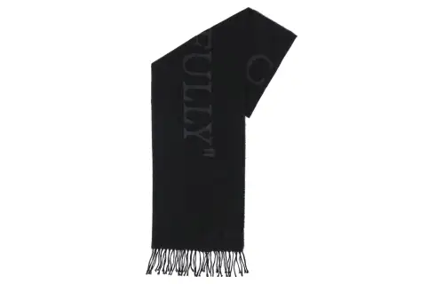 OFF-WHITE Logo Embroidered Fringed Scarf