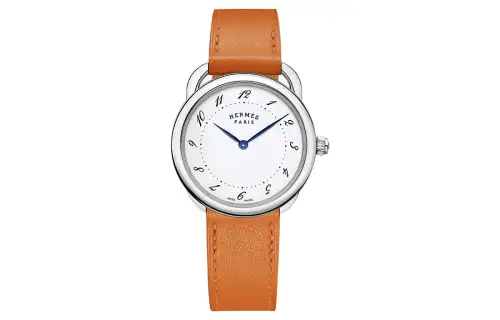 HERMES Arceau Collection Wrist Watch Quartz Movement Calfskin Strap White Dial Women's 30m Water Resistant W042946WW00
