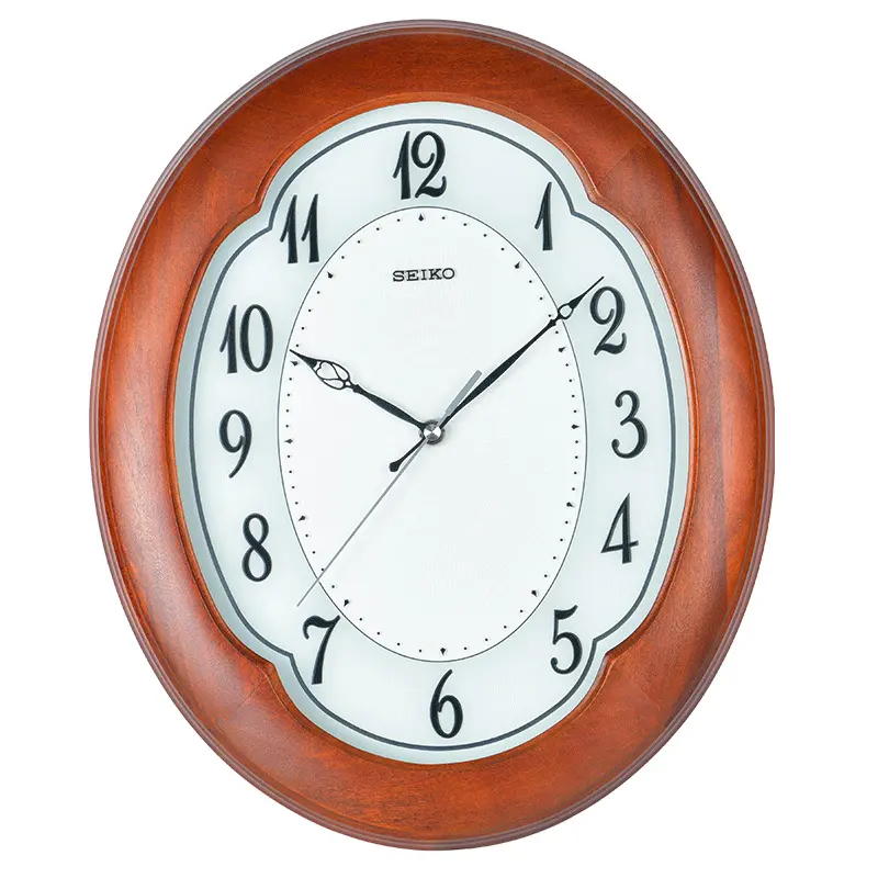 SEIKO Seiko clock glass dial living room sweep second movement alder wood wall clock men and women same style white