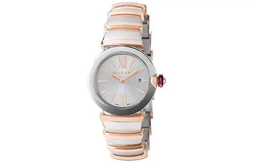 BVLGARI Wrist Watches Quartz Movement Stainless Steel 18K Rose Gold Strap Silver Dial Women's Watch