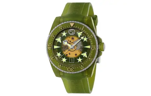 GUCCI Wrist Watches Automatic Mechanical Movement Bio Based Plastic Strap 40mm Green Dial Men's Watches