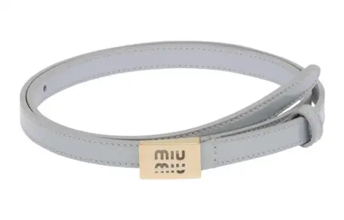 MIU MIU Leather Belts Women's Light Blue Width 1.2cm