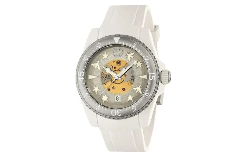 GUCCI Dive Collection Wrist Watches Automatic Mechanical Movement PC Plastic Strap Gray Dial Men's
