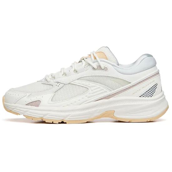 ANTA Running Shoes Women's Low-Top Ivory White/Light Cyan Gray/Lotus Gray