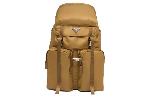 PRADA Recycled Nylon With Saffiano Leather Backpack Regular Men's Khaki