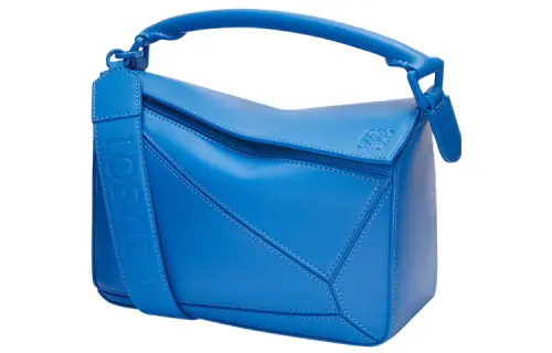 LOEWE Puzzle Satin Cow Leather Handbag, Shoulder Bag, Crossbody Bag Small Women's Blue