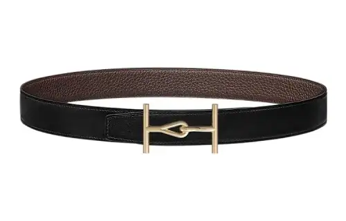 HERMES Jumbo Calfskin Leather Belts Men's Width 3.2cm