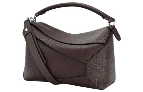 LOEWE Puzzle Grain Calfskin Handbag, Shoulder Bag, Crossbody Bag Large Men's Coffee