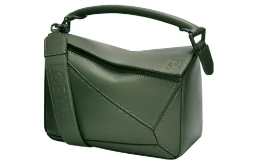 LOEWE Puzzle Bag In Satin Calfskin Small Vintage Khaki