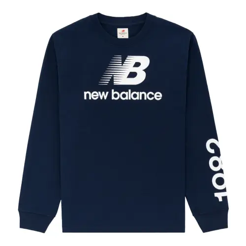 New Balance Teddy Made T Shirts Unisex Navy Blue Crew Neck Moderate Straight Fit