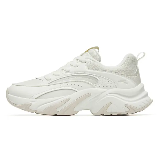 ANTA Casual Shoes Women's Low-Top Mud Sand Gray/Ivory White