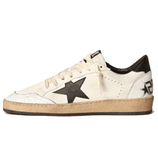 Golden Goose Ball-Star Low White Nappa Black Star