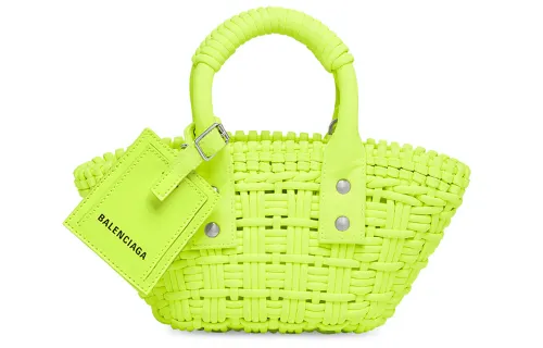 Balenciaga Polyester Basket Bag, Handbag, Shoulder Bag, Crossbody Bag Extra Small Women's Neon Green