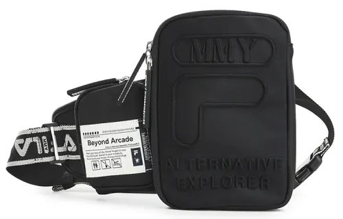 FILA Fabric Handbags, Shoulder Bag, Crossbody Bag, Sling Bag Small Men's Jet Black