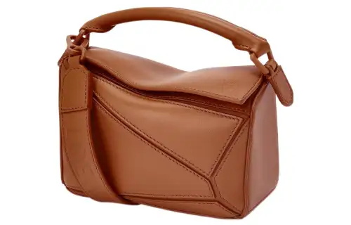 LOEWE Puzzle Satin Calfskin Handbag, Shoulder Bag, Crossbody Bag Mini Women's Brown