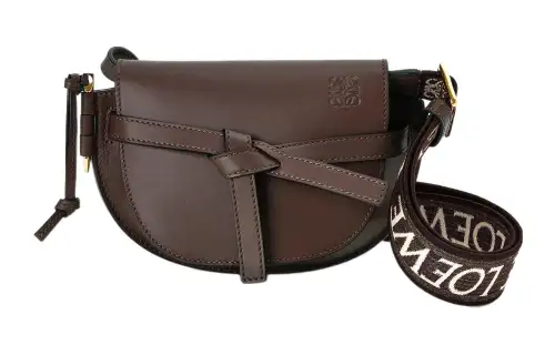 LOEWE Calfskin Jacquard Shoulder Bag, Crossbody Bag Mini Women's Coffee
