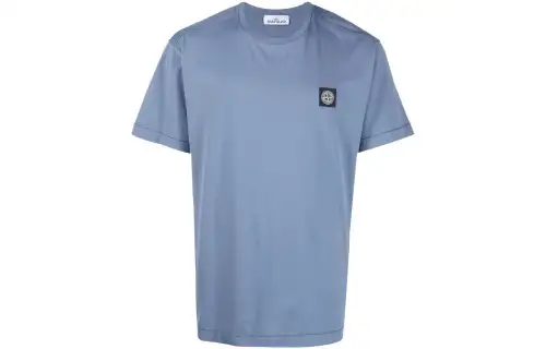 STONE ISLAND Logo patch Cotton T shirt