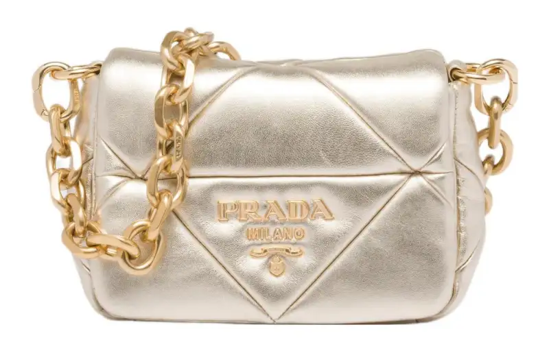 PRADA Nappa Leather Handbag, Shoulder Bag Women's Light Gold