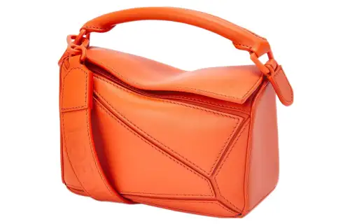 LOEWE Puzzle Bag In Satin Calfskin Mini Orange