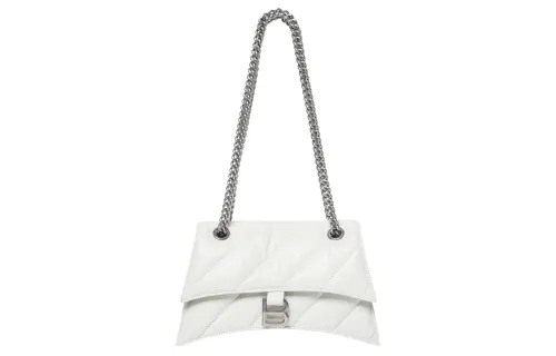 Balenciaga Women's Crush Small Chain Bag Quilted Optic White