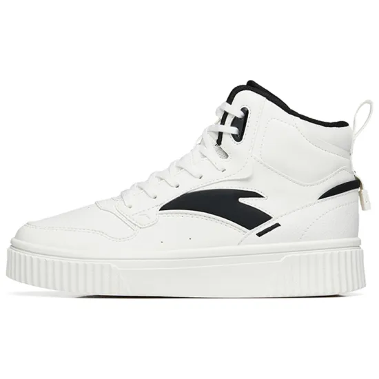 ANTA Life Collection Skateboard Shoes Women's High-Top Ivory White Black